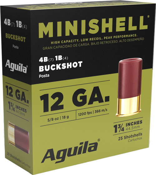 Aguila Minishell Buckshot 12 Ga, 1.75", 5/8 oz, 4B/1B, 25rd Box