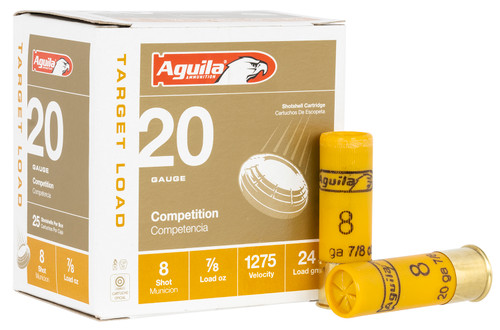 Aguila Target Load 20 Ga, 2.75", 7/8 oz, 8 Shot, 25rd Box
