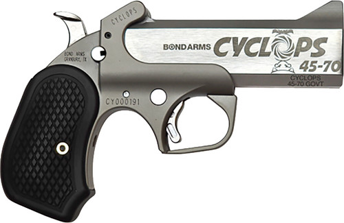 Bond Arms Cyclops 45-70 Gov, 4.25" Barrel, Polished Satin Stainless Steel, Includes Leather Holster, 1rd