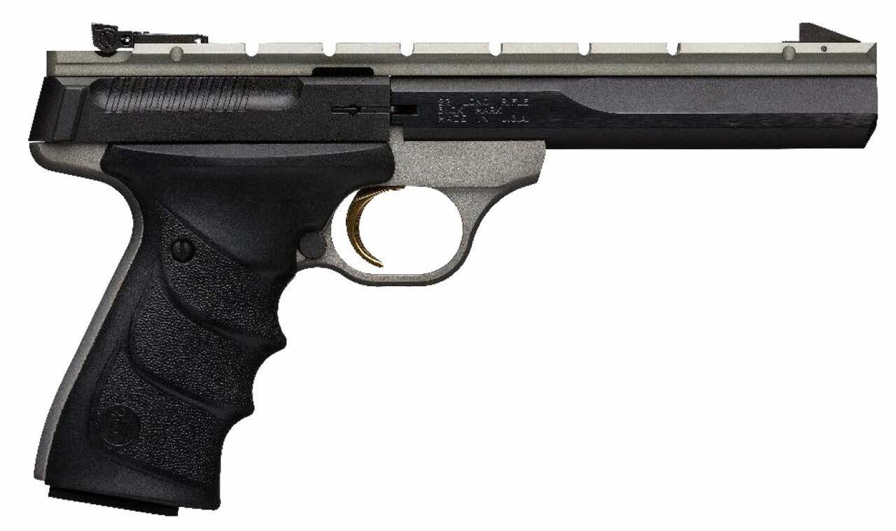 Browning Buck Mark .22 LR, 5.5" Barrel, Black Ultragrip RX, Grey, 10rd