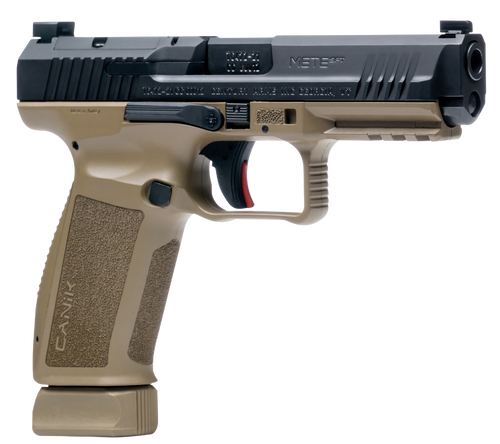 Canik TP9 METE SFT Loadout Package 9mm, 4.46" Threaded Barrel, Flat Dark Earth Frame, Black Slide, Optic Ready, 20rd