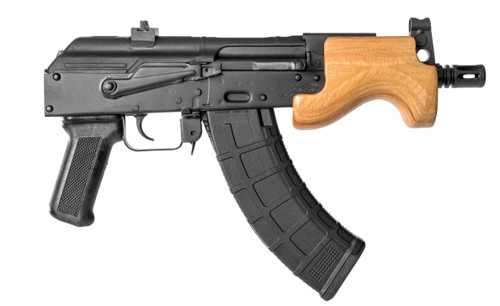 Century Micro Draco 7.62x39mm, 6.25" Barrel, Black Rec, Wood Handguard, Tan AWS Backpack, 30rd