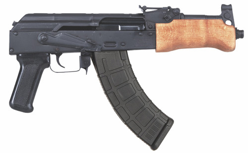 Century Mini Draco 7.62x39mm, 7.75" Barrel, Black Rec, Wood Handguard, AWS Backpack, 30rd