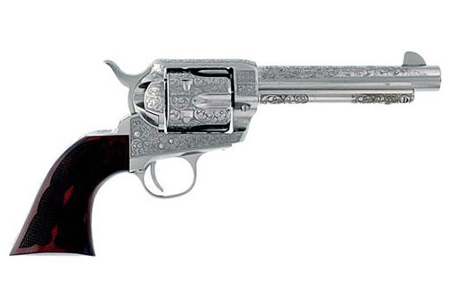 Cimarron Frontier 357 Magnum/38 Special, 5.5" Barrel, Engraved Nickel, Walnut Grip, 6rd