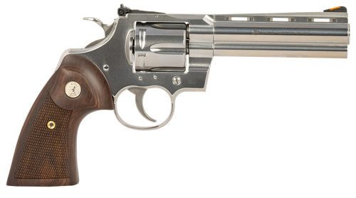 Colt Python 357 Magnum, 5" Barrel, Silver, Wood Grips, 6rd