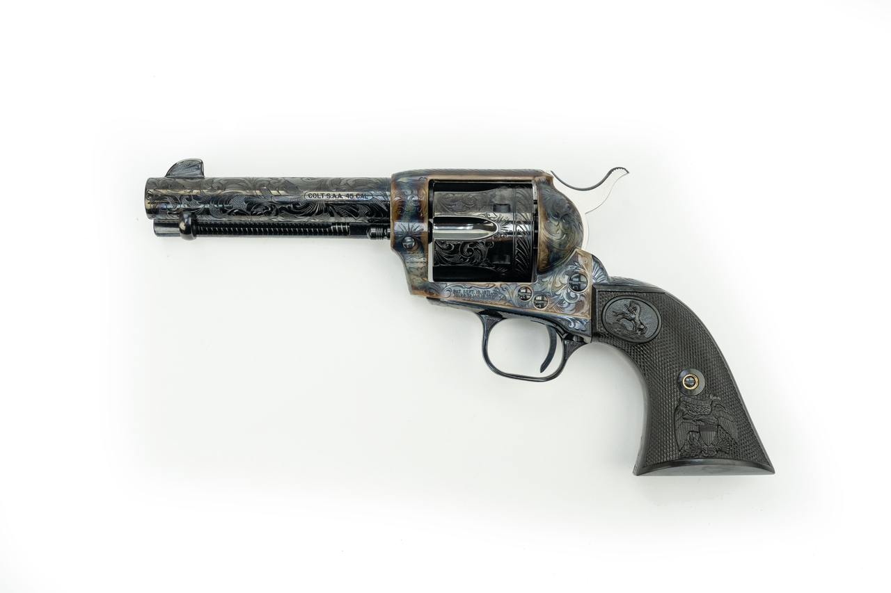 Colt Single Action Army Long Branch 45 Colt, 4.75", Walnut Grip, Polished Steel