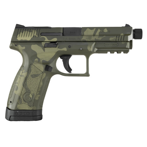 Girsan MC9 9mm, 4.6" Threaded Barrel, Olive Drab Green Camo, Optics Ready, 17rd