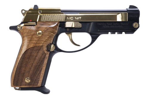 Girsan MC 14T 380 ACP, 4.5" Gold Plated Barrel, Walnut Grip, 13rd