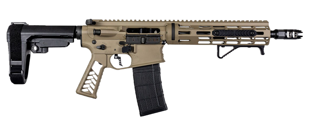 Falkor Phantom AR-15 Pistol 300 Blackout, Flat Dark Earth, 10.5" Barrel SBA3 Brace 30rnd Mag