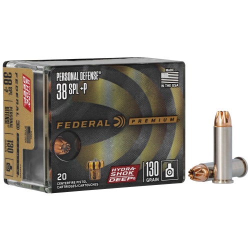 Federal Premium 38 Special P 130gr Hydra Shok Deep Hollow Point 20rd Box