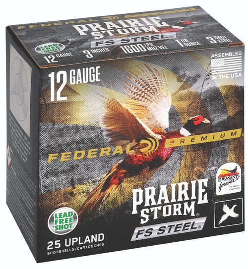 Federal Premium Prairie Storm FS 12 Ga, 3", 1 1/8 oz, 3 Shot, 25Bx/10Cs