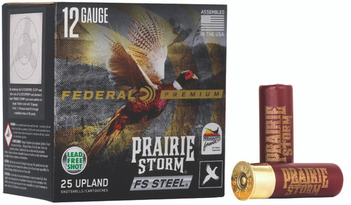 Federal Premium Prairie Storm 12 Ga, 2.75", 1 1/8 oz, 3 Steel Shot, 25Bx/10Cs