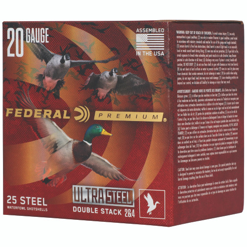Federal Premium UltraSteel 20 Ga, 3", 1 oz, 2 & 4 Shot, 25rd Box