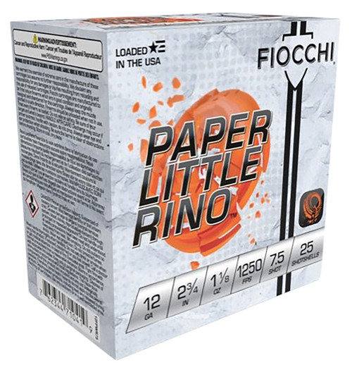 Fiocchi Paper Little Rino 12 Ga, 2.75", 1 1/8 oz, 7.5 Shot, 25rd Box