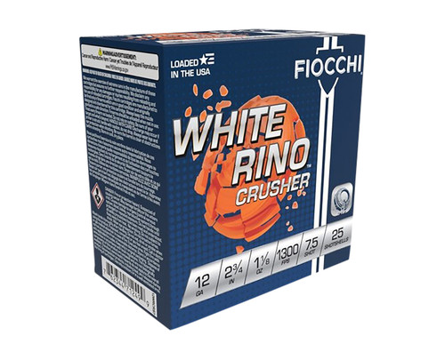 Fiocchi White Rino Crusher 12 Ga, 2.75", 1 1/8 oz, 7 Shot, 25rd Box