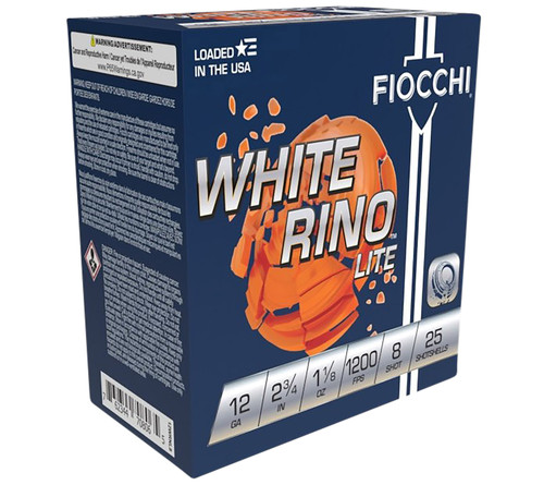 Fiocchi White Rino Target 12 Ga, 2.75", 1250 fps, 1.1 oz, #7.5, 250rd Case