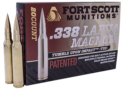 Fort Scott Tumble Upon Impact 338 Lapua Magnum 250gr Solid Copper Spun 20rd Box