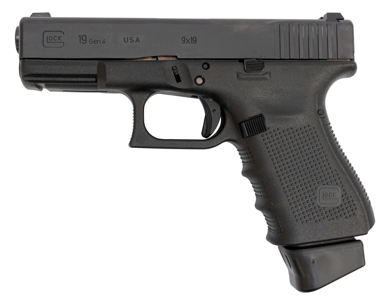 Glock 19 Gen4 USA 9mm, 4" Barrel, Lumin Sights, Black, 15rd