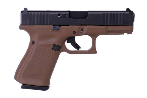 Glock G19 Gen 5 9mm, 4.02" Barrel, Dark Earth Frame, Black Slide, MOS Cut, 15rd