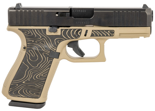 Glock G19 Gen 5 9mm, 4" Barrel, Flat Dark Earth Frame, Black Slide, Topography Grip, 15rd