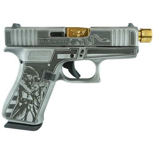 Glock 43x Custom 9mm, 4" Gold Barrel, "Liberty or Death", 10rd
