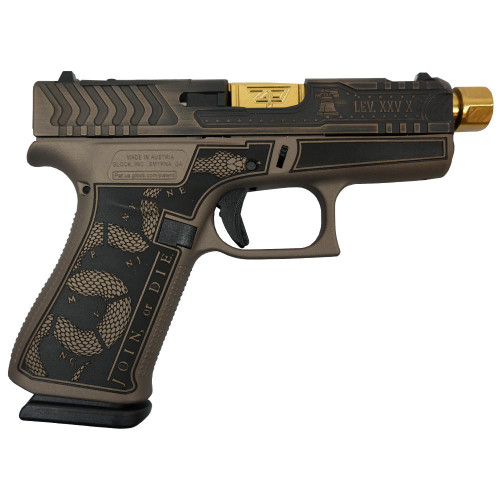 Glock 43x "Revolution Engraved Brown Cerakote" 9mm, 3.41" Gold Barrel, 10rd