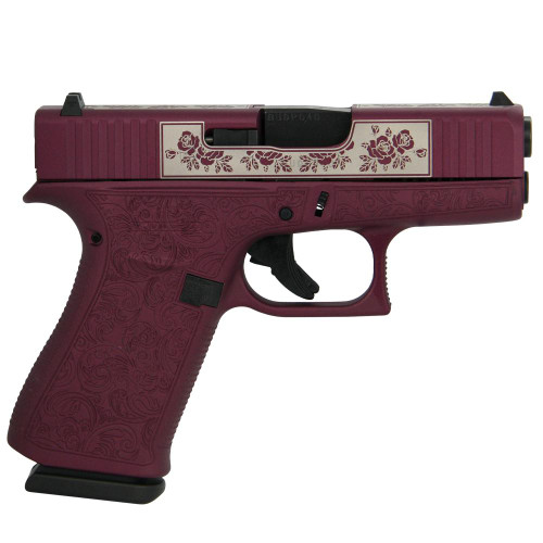 Glock 43x Custom 9mm, 3.41" Barrel, "Black Cherry Paisley", 10rd