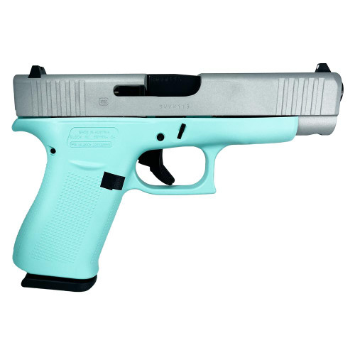 Glock G48 Custom 9mm, 4.17" Barrel, "Tiffany Frame/Crushed Silver Slide", 10rd