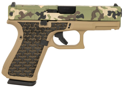 Glock G19 Gen 5 MOS 9mm, 4.02" Barrel, Hunter Cerakote, Coyote Tan Frame, YNOT Lasered Grip, 15rd