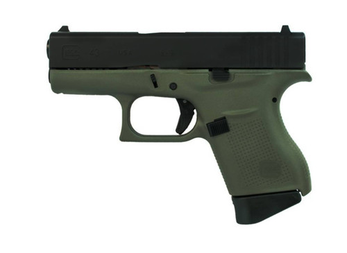 Glock G43 9mm, 3.41" Barrel, Battlefield Green Frame, 6rd