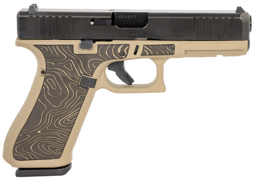 Glock 17 Gen 5 9mm, 4.5" Barrel, Flat Dark Earth Frame, Black Slide, Topography Grip, 17rd