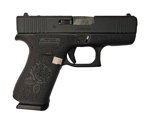 Glock 43x 9mm, 3.41" Barrel, Black Rose Stippling, Rose Gold Small Parts, 10rd