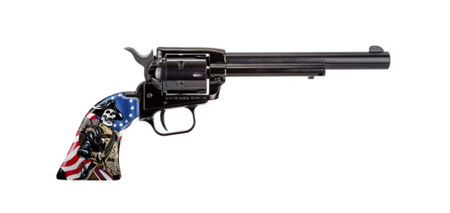 Heritage Rough Rider 22 LR, 6.5" Barrel, Custom Red/White/Blue Skeleton Grips, 6rd