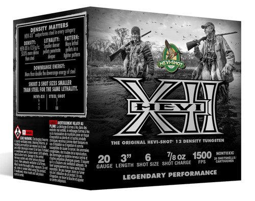 HEVI-Shot Waterfowl 20 Ga, 3", 7/8 oz, Tungsten, 6 Shot, Hevi-XII, 25Bx/10Cs