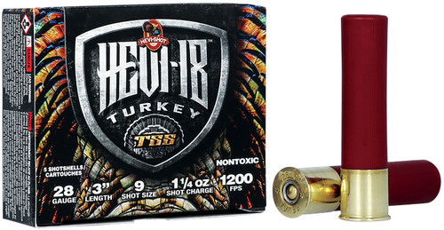 HEVI-Shot TSS Turkey 28 Ga, 3", 1 1/4 oz, Tungsten, 9 Shot, 5Bx/10Cs
