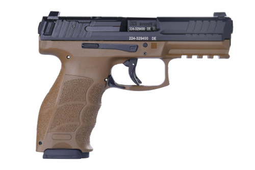HK VP9 9mm, 4.1" Barrel, Dark Earth, Black Slide, Optic Ready, 10rd