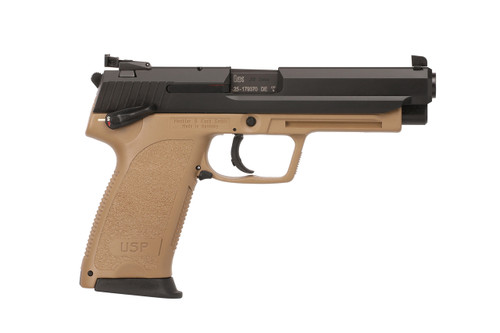 HK USP Expert 45 ACP, 5.2" Barrel, Flat Dark Earth Frame, Black Slide, 12rd