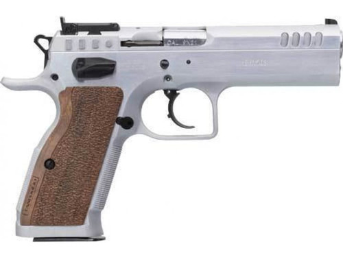 Tanfoglio IFG Stock II 45 ACP, 4.44" Barrel, Silver, Walnut Grips, 10rd