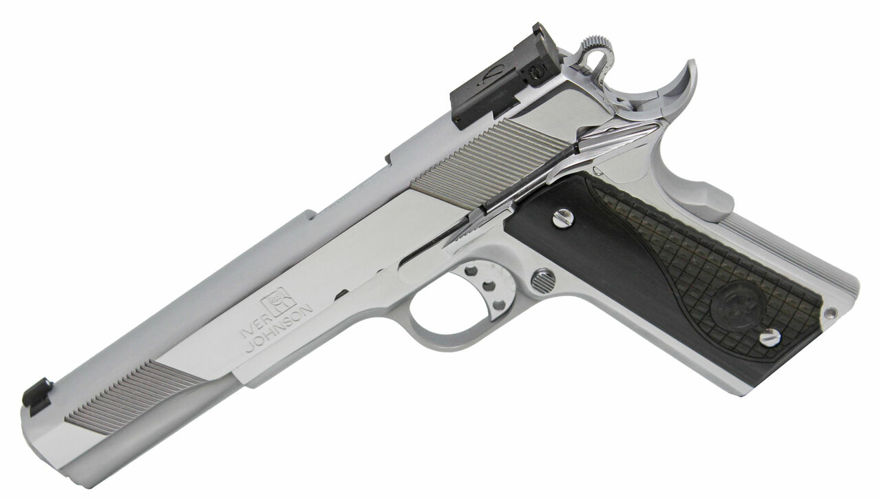 Iver Johnson 1911 Eagle XLC 10mm, 6", High Polish, Long Slide, Diamondwood Walnut Logo Grip, 8rd