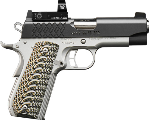 Kimber Aegis Elite Pro Venom 45 ACP, 4" Barrel, Silver Frame, Black Slide, Vortex Venom 6 MOA Sight, 8rd