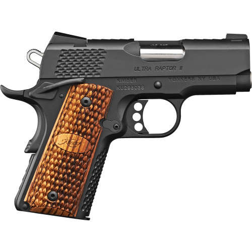 Kimber Ultra Raptor II 1911 45 ACP, 3" Barrel, Black, Wood Grip, 7rd