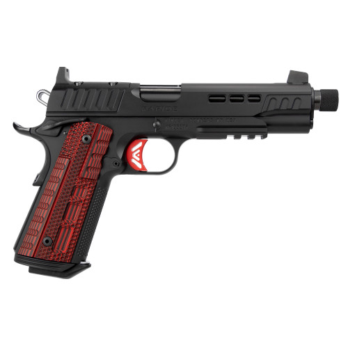 Kimber Rapide Heat 1911 45 ACP, 5.5" Threaded Barrel, Black, Red G10 Grip, 8rd