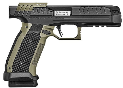Laugo Alien Retro 9mm, 4.8" Barrel, Black/Green Finish, 17rd