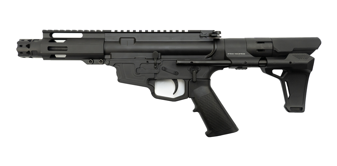MCM DS9-S 9mm Rear Charging Pistol, 5" Barrel, MP5 Mag, Strike Industries PWD Brace, Black Cerakote