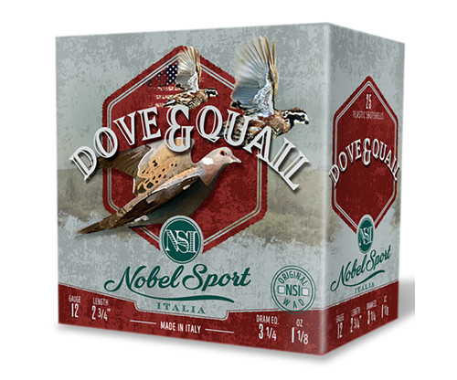 Nobel Sport Dove & Quail 12 Ga, 2.75", 1 1/8 oz, 7.5 Shot, 250rd Box