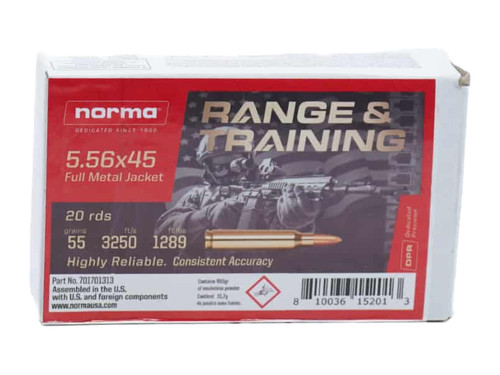 Norma Range &amp; Training 5.56x45mm, 55gr, Full Metal Jacket, 20rd box