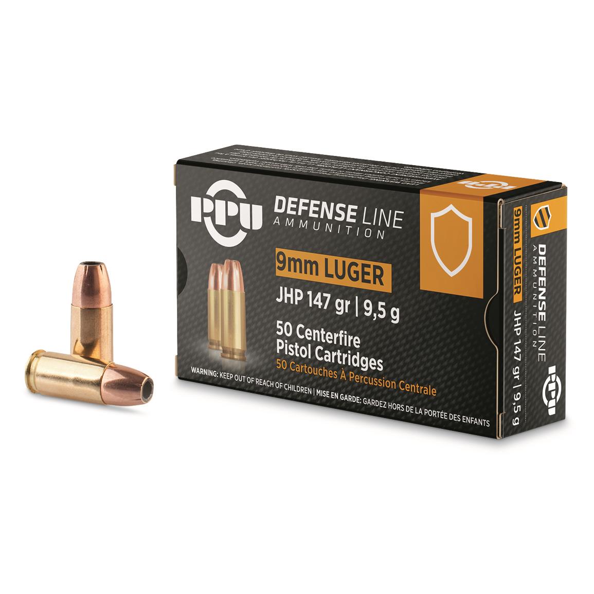 PPU Defensive Line, 9mm, JHP, 147 Grain, 50 Rounds