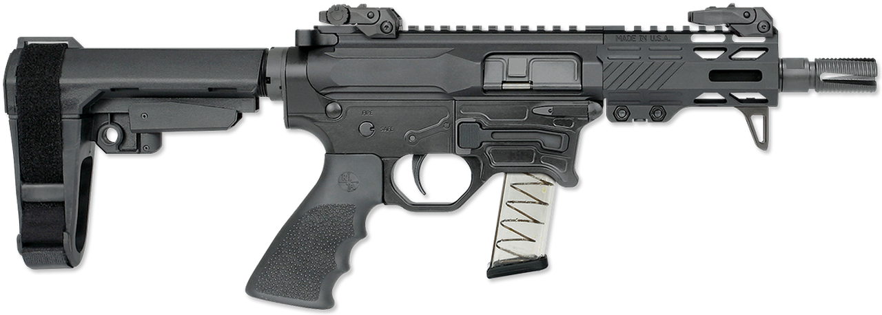 Rock River Arms RUK-9BT 9mm 4.5" AR-15 Pistol W/SBA3 Brace AR-15 9x19mm, Flip Up Sights, 2 Stage Trigger