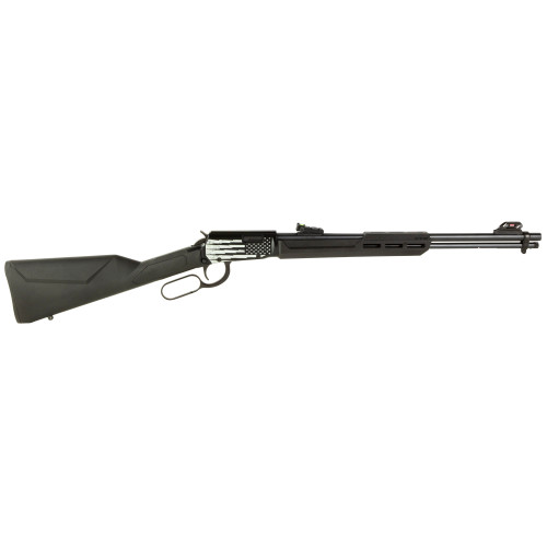 Rossi Rio Bravo 22 WMR, 20" Barrel, Black, Lightning US Flag Engraving, 12rd