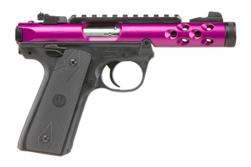 Ruger MKIV 22/45 22 LR, 4.4" Threaded Barrel, Purple Slide, Black Frame, 10rd